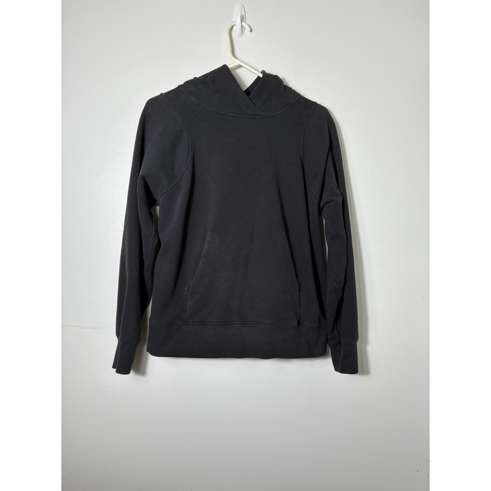 lululemon loungeful Hoodie Sz 8 Black Casual Chicago Blackhawks Logo On Arm